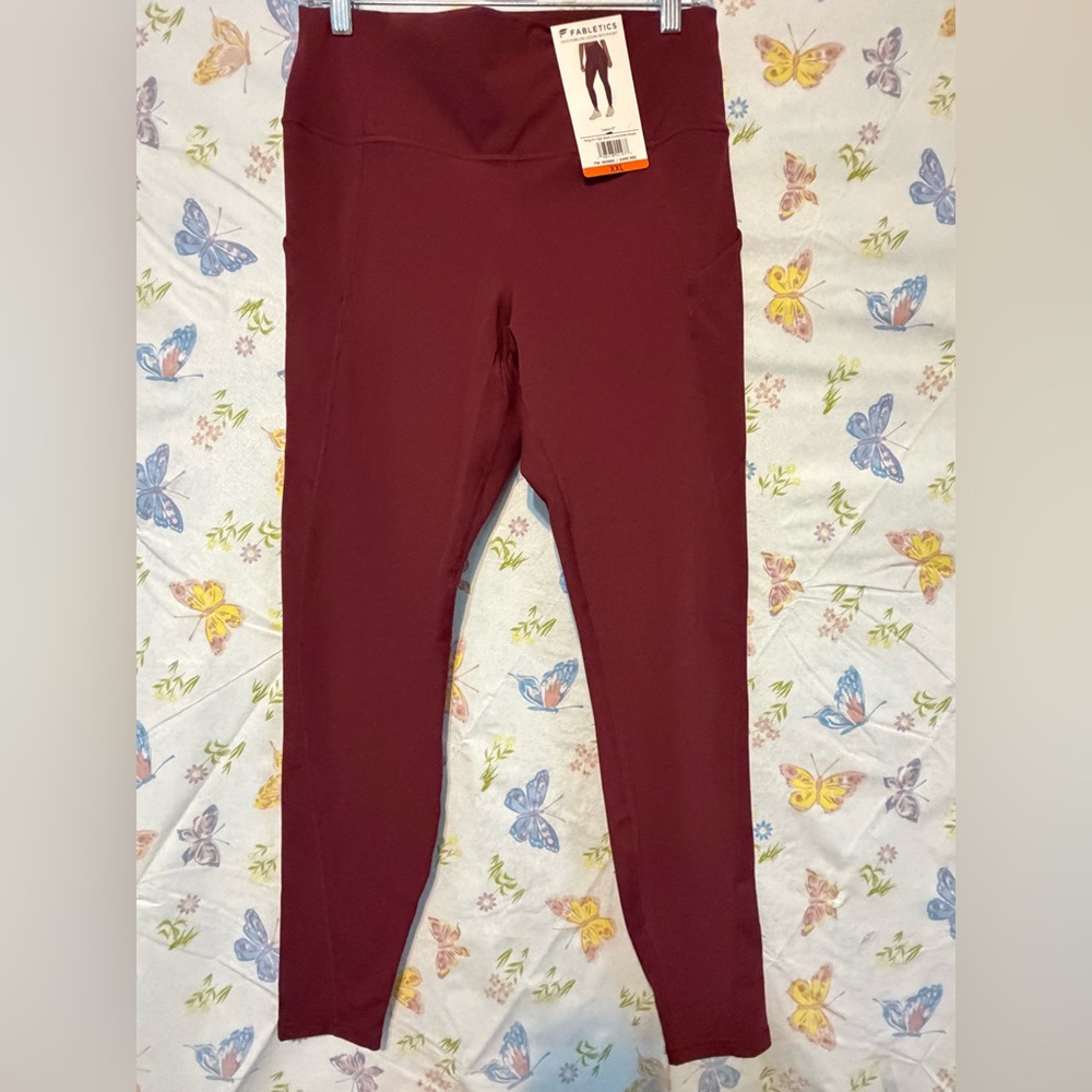 Fabletics Oasis PureLuxe High-Waist Leggings Dark Red XXL NWT